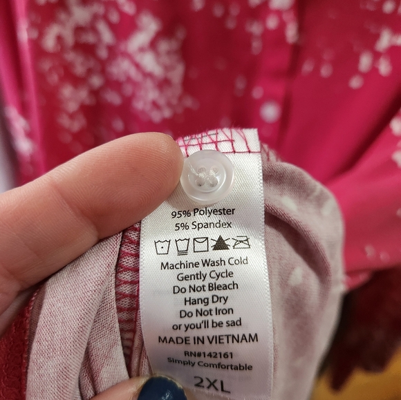 Lularoe 2xl, EUC, Valentina Button Up, Pink Red White - Picture 4 of 4